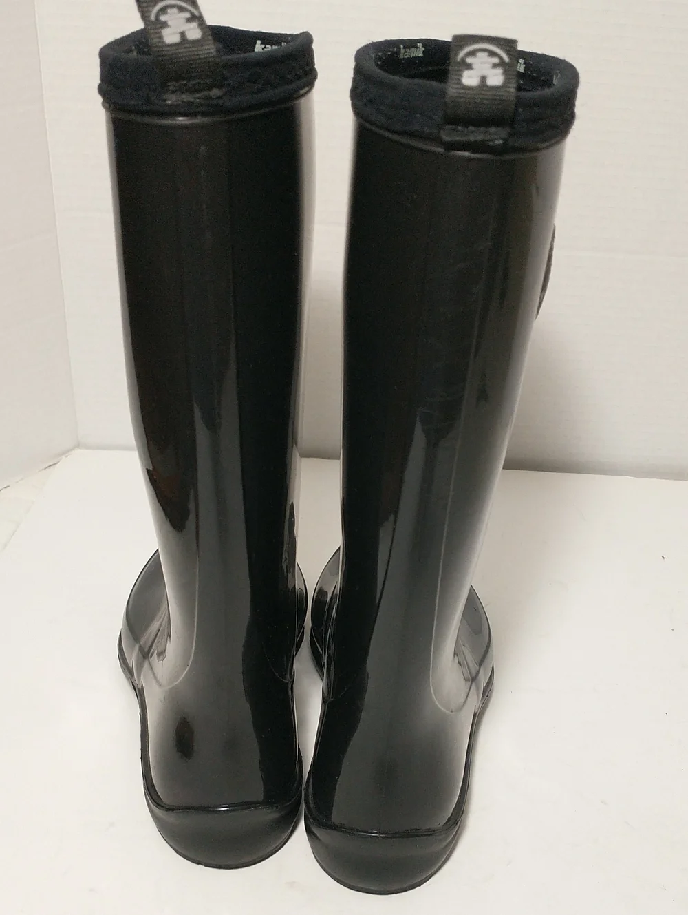 Kamik Tall Waterproof Rubber Boot, Black, Size 6, Pull On, Rugged Sole